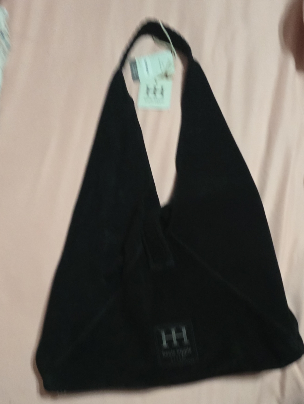 Haute Hippie Black Genuine Suede Triangle Hobo Bag NWT